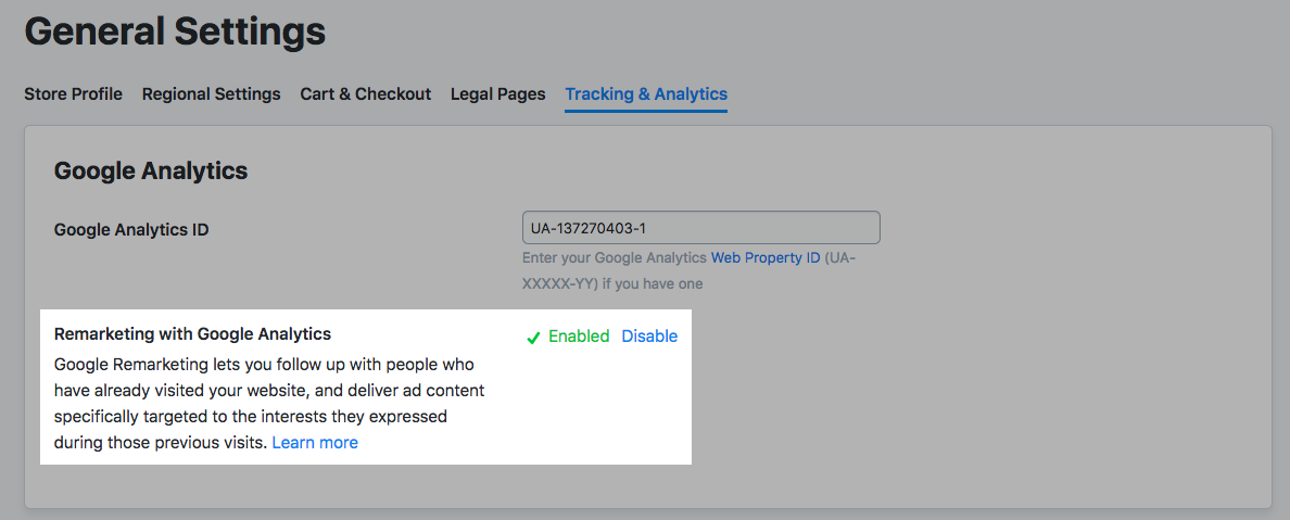 Remarketing enabled